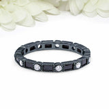 2ct Baguette Cut Black Diamond Wedding Band Eternity Milgrain 14k BlackGold Over