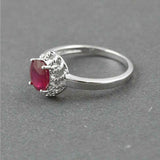 1ct Engagement Ring Oval Cut Ruby Open Rope Halo Solitaire 14k White Gold Finish
