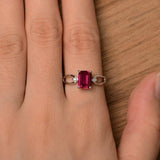 1ct Emerald Cut Pink Ruby Promise Wedding Engagement Ring 14k White Gold Finish