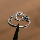 2ct Engagement Ring Oval Cut Peach Morganite Butterfly Accent 14k WhiteGold Over