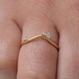 0.15ct Round Cut Moissanite Minimalist Women Wedding Band 14k Yellow Gold Plated