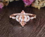 1ct Marquise Cut Simulated Peach Morganite Accented Ring 14k Rose Gold Plated