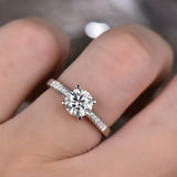 1.5ct Round Cut Diamond Slim Solitaire Engagement Ring 14k White Gold Finish
