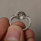 2ct Oval Peach Morganite Infinity Promise Engagement Ring 14k White Gold Finish