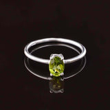 0.5ct Engagement Ring Oval Cut Green Peridot Solitaire 14k White Gold Finish