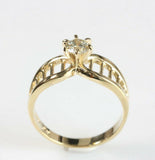 6 Prong Solitaire Engagement Ring 0.5ct Round Cut Diamond 14k Yellow Gold Finish