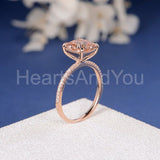 1.5ct Princess Cut Simulated Peach Morganite Accented Ring 14k Rose Gold Plated