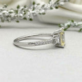 2.2ct Emerald Cut Yellow Sapphire Solitaire with Accent Ring 14k White Gold Over