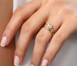 0.1ct Engagement Ring Round Cut Diamond Minimalist Circular 14k Yellow Gold Over