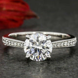 1.5ct Round Cut Diamond Classic Solitaire Engagement Ring 18k White Gold Finish