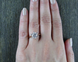 1ct Round Cut VVS1 Diamond Engagement Ring 14k Rose Gold Finish Floral Solitaire