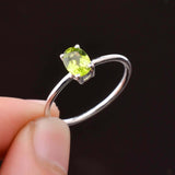 0.5ct Engagement Ring Oval Cut Green Peridot Solitaire 14k White Gold Finish