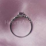 0.5ct Round Cut Simulated Amethyst Milgrain Engagement Ring 14k WhiteGold Plated