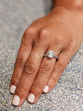2.2ct Oval Simulated Diamond Solitaire with Accents Ring 14k White Gold Plated