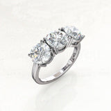 2.1ct Round Cut Moissanite Three Stone Engagement Ring 14k White Gold Plated