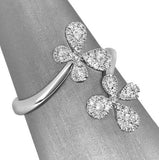 2Ct Round Cut Diamond Floral Open ByPass Engagement Ring 14K White Gold Finish