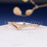 0.2ct Round Cut Moissanite Curved Stacking Wedding Band 14k Rose Gold Plated