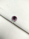 2ct Engagement Ring Oval Cut Red Garnet Cluster Halo 14k White Gold Finish