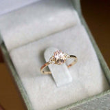 1.4ct Engagement Ring Oval Cut Morganite Diamond Petite 14k Yellow Gold Finish