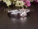 1ct Pear Cut Simulated Morganite Infinity Engagement Ring 14k Rose Gold Plated