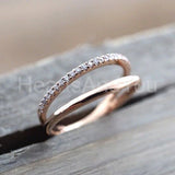 0.2ct Round Cut Moissanite Dual Row Split Band Women Band 14k Rose Gold Plated
