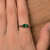 0.5ct Marquise Cut Green Emerald Solitaire Engagement Ring 14k White Gold Finish