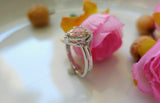 1.5ct Pear Peach Morganite Engagement Ring 14k White Gold Over Halo Bridal Set