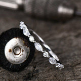 0.48ct Marquise Cut Diamond Stackable Petite Minimal Band 14k White Gold Finish