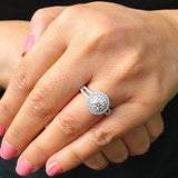 Double Halo Split Shank Engagement Ring 2ct Round Diamond 14k White Gold Finish