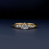 0.5ct Trillion Simulated Diamond Solitaire Accents Ring 14k Yellow Gold Plated