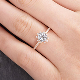 0.75ct Round Cut Diamond Engagement Ring Accents Halo 14k Rose Gold Finish