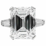 3.5ct Emerald Cut Diamond Solitaire Ring 14K White Gold Over and Baguette Accent