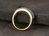 2.2ct Wedding Band Round Cut Diamond Cluster Half Eternity 14k YellowGold Finish