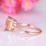 1.7ct Oval Peach Morganite Engagement Ring Accents Solitaire 14k Rose Gold Over