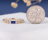 0.1ct Baguette Cut Simulated Sapphire Half Eternity Wedding Band 14k Gold Plated