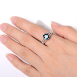 2.4ct Engagement Ring Oval Cut London Blue Topaz Split Shank 14k White Gold Over