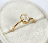 1ct Emerald Cut Diamond Engagement Ring Bezel Set Solitaire 14k Yellow Gold Over