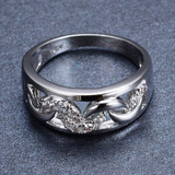 1.5ct Round Cut Diamond Engagement Ring 14k White Gold Finish Crescent Design