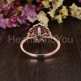 1ct Cushion Cut Simulated Peach Morganite Floral Halo Ring 14k Rose Gold Plated