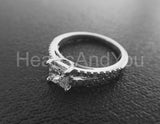 2.2ct Princess Cut Simulated Diamond Split Shank Ring 14k White Gold Plated