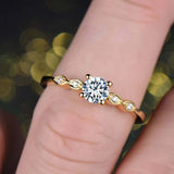 1.6ct Round Cut Diamond Engagement Ring 5 Stone Solitaire 14k Yellow Gold Finish