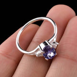 0.45ct Oval Cut Blue Tanzanite Trilogy Split Shank Ring 14k White Gold Finish
