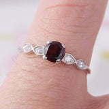 1.5ct Round Cut Red Garnet Engagement Ring Diamond Accents 14k White Gold Finish
