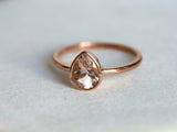 1ct Engagement Ring Pear Cut Peach Morganite Solitaire 14k Rose Gold Finish