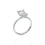 2.3ct Emerald Diamond Engagement Ring Solitaire with Accents 14k White Gold Over