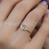 1ct Oval Cut Simulated Peach Morganite Round Petite Ring 14k Yellow Gold Plated