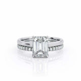 1.5ct Emerald Cut VVS1D Diamond Engagement Ring Bridal Set 14k White Gold Finish