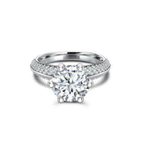 Stylish Four Row Engagement Ring 2.5ct Round Cut Diamond 14k White Gold Finish