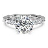 2.7ct Round Cut Diamond Engagement Ring Accents Solitaire 14k White Gold Finish