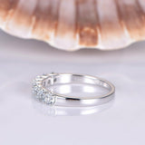 1ct Round Blue Aquamarine Half Eternity Wedding Band Ring 14k White Gold Finish